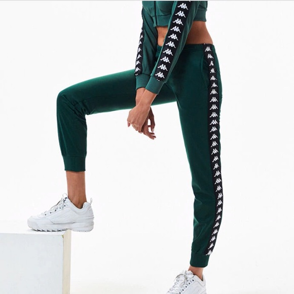 green tape logo track pants